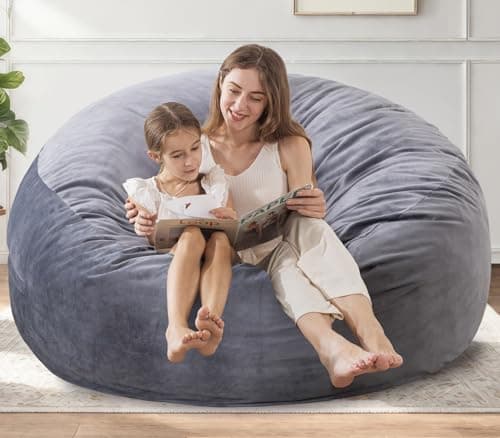 EDUJIN 5 ft Dark Gray Memory Foam Bean Bag Chair