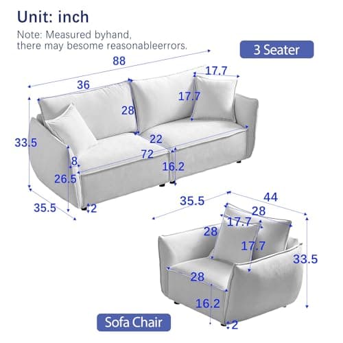 Antetek 88-inch Oversized Chenille Loveseat Sofa, Modern & Comfortable for Living Room, Bedroom & More, Black