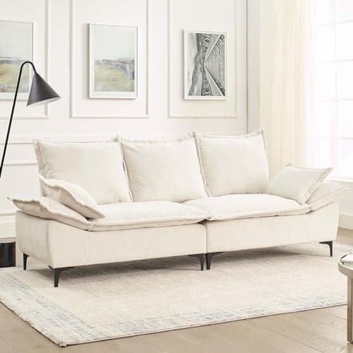 Antetek Comfortable Oversized Cloud Velvet 3-Seater Sofa, Grey