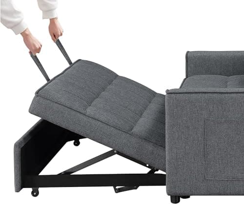 2-in-1 Convertible Loveseat Sofa Bed with Storage, Gray