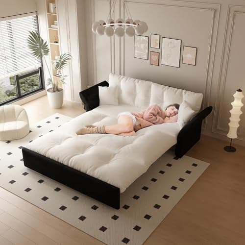 Luxury Grey 74.8" Pull Out Sofa Bed Velvet Couch (RV, Living Room)