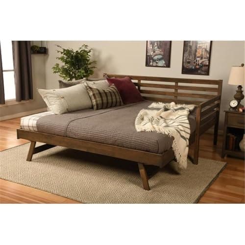 Kodiak Furniture Rustic Walnut Daybed with Pop Up Trundle, Up to 500 lbs Capacity