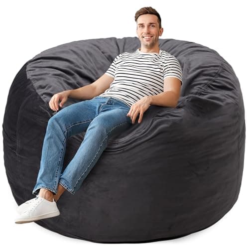Grey 6FT Memory Foam Bean Bag Chair with Pocket & Handle