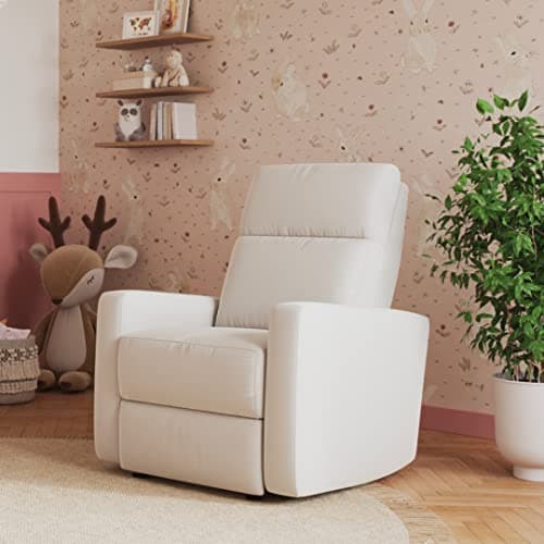 Nurture Premium Modern Recliner Nursery Glider Chair | Spill, Stain Proof Fabric (Ivory)