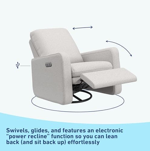 Graco Teddi Power Recliner Swivel Glider - Electronic Recline, USB Charging, Premium Comfort
