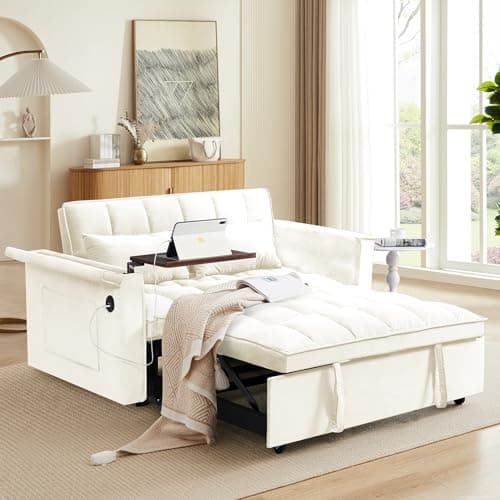 3-in-1 Velvet Convertible Sofa Bed with Adjustable Backrest, Gray