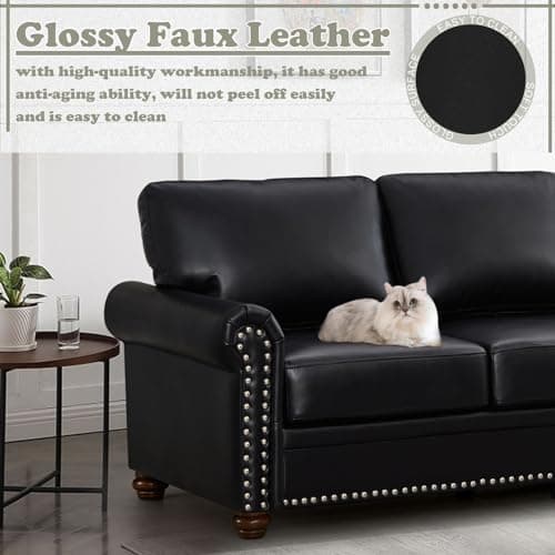 Mid-Century Modern Loveseat Sofa with Storage Space & Solid Bun Feet, Small Couch for Living Room, Bedroom