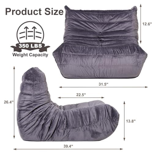 SlateGray Bean Bag Chair for Adults - Soft Dutch Velvet Sofa