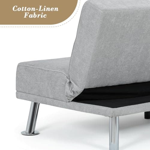 Athena Collection Grey 5 Position Reclining Futon Sofa Bed