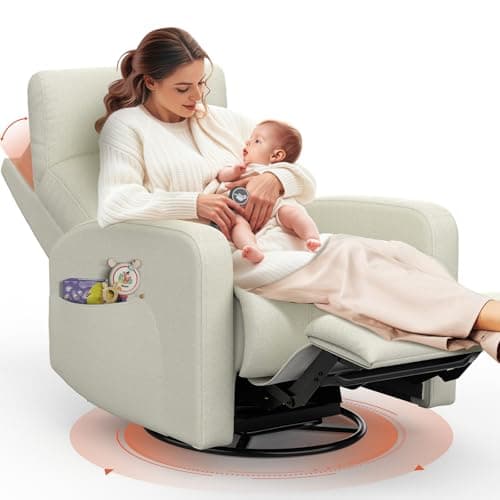 Ivory Power Recliner Glider Chair with USB Ports & Head Support