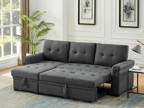 Lilola Home Lucca Sectional Sleeper Sofa - Versatile Storage Couch & Bed