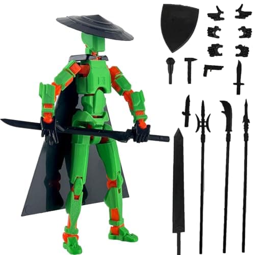 T13 Action Figure Accessories, Dummy 13 Multi-Jointed 3D Printed Toys (Black)