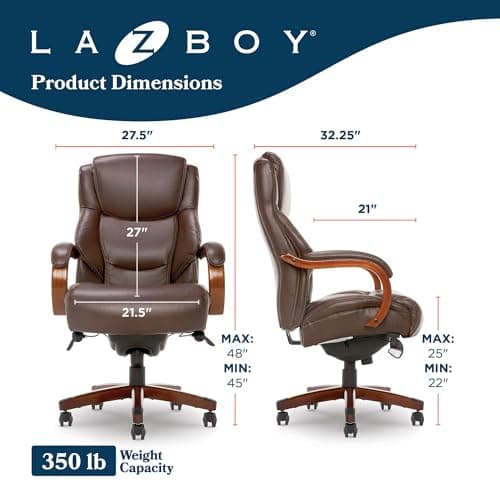 La-Z-Boy Delano Big & Tall Executive Office Chair, Chestnut Brown