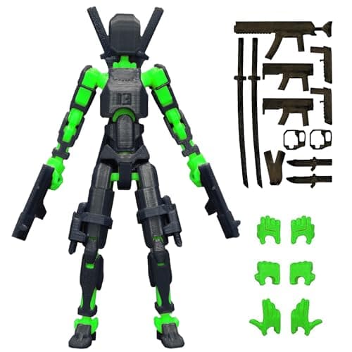 3D Printed T13 Action Figure, Collectible Articulated Dummy 13 Desktop Decor, Blue Orange
