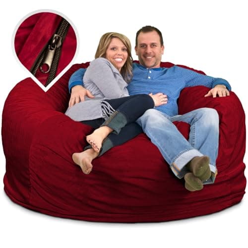 ULTIMATE SACK 6000 (6 ft.) Bean Bag Chair Cover, Burgundy Suede