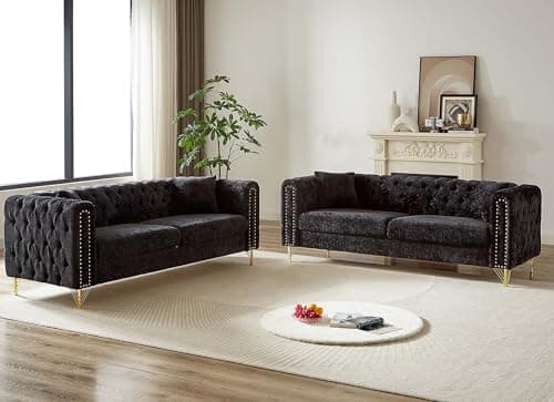 Antetek Modern Chenille Couch and Loveseat Living Room Furniture Set