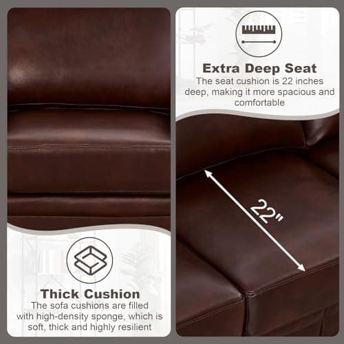 Burgundy Mid Century Modern 3 Seater Sofa with Storage