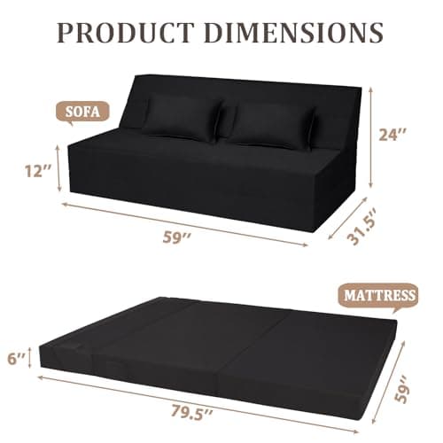 5-in-1 Queen Convertible Sofa Bed with Memory Foam Mattress, Velvet Fabric, Black