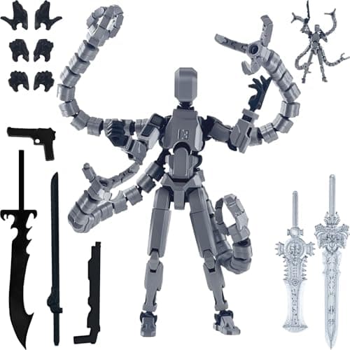 T13 Action Figure, Multi-Jointed Movable Desk Toy (Gray)