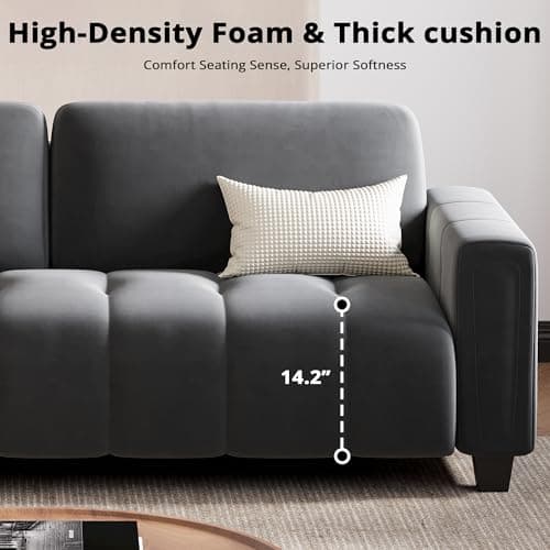 LIKIMIO 3-Seater Grey Modern Sofa with Extra Deep Seats and Comfortable Armrests