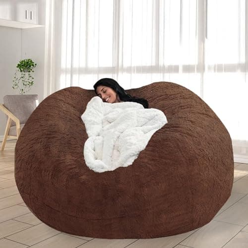 Giant Grey Bean Bag Chair for Adults and Kids, No-Fill, Stuffed Animal Storage