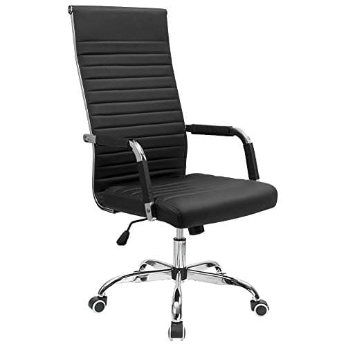 Furmax Black High Back PU Leather Executive Swivel Chair with Arms