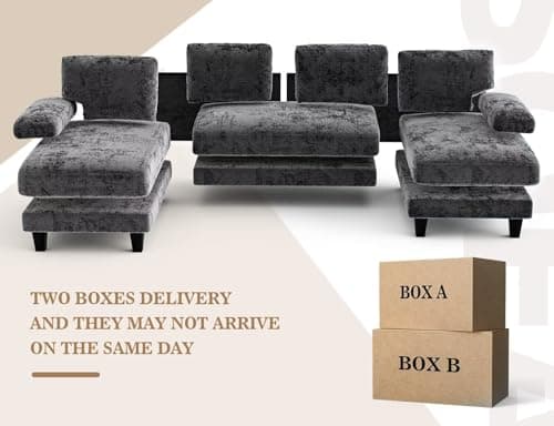 Grey 111 Inch U-Shaped Modular Sofa with Double Chaise for Living Room