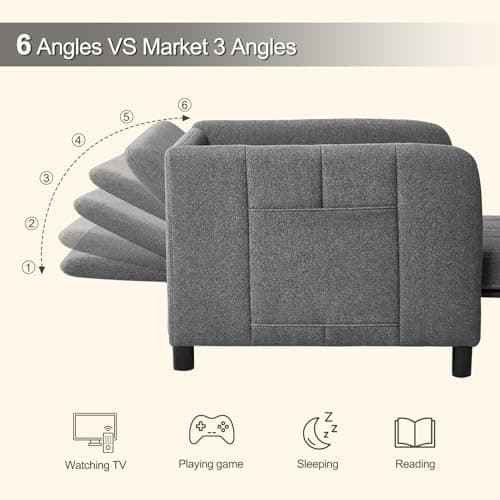 84" Extra Long Convertible Chair Bed | Sleeper Chair & Pull-Out Sofa Bed (Dark Grey)