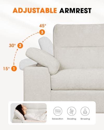 Beige 88.97" Deep Seat Chenille Sleeper Sofa with High Legs