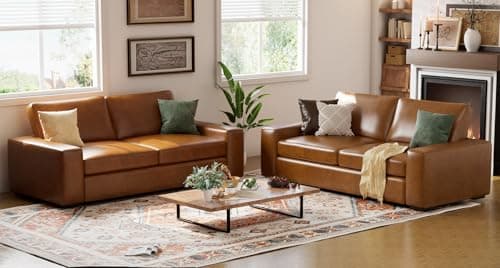ELUCHANG 85" Natural Linen 3 Seater Deep Seat Sofa, Comfy for Small Spaces