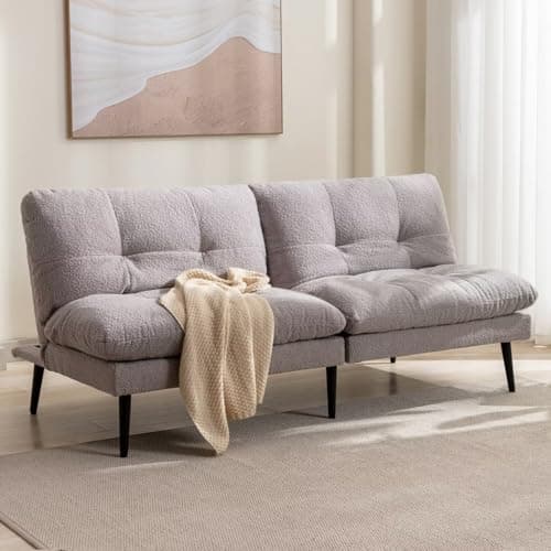 Modern Splitback Futon Couch Bed with Adjustable Backrest, Grey