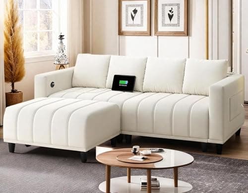 YITAHOME 88 inch 3 Seater Couch, Modern Grey Sectional Sofa for Living Room