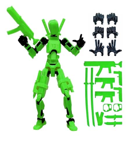 3D Printed T13 Action Figure, Collectible Articulated Dummy 13 Desktop Decor, Blue Orange