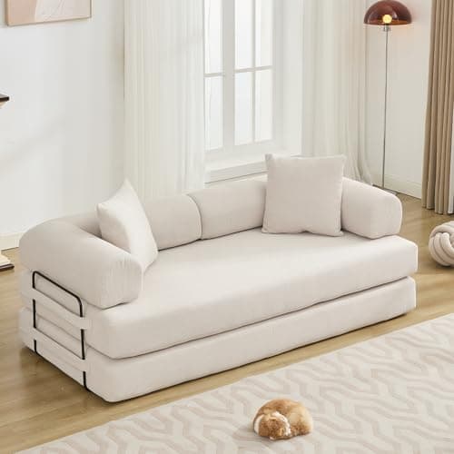 3-Seater Convertible Sofa Bed with Removable Backrest, King Size Green Corduroy for Living Room/Dorm