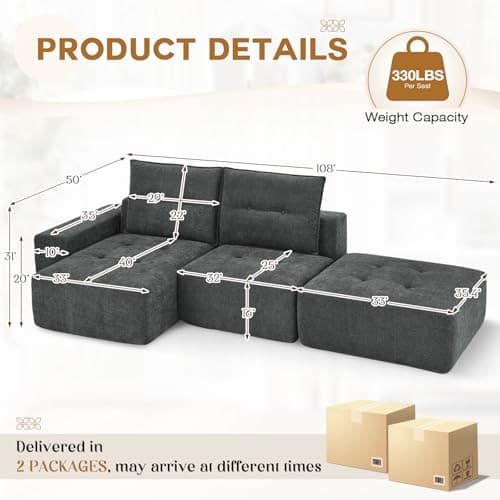 Modern Grey Cloud Foam L-Shaped 3 Seater Modular Sofa for Living Room.jpg