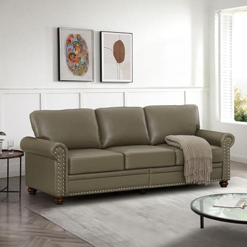 Antetek Mid-Century Modern PU Leather Love Seat with Storage & Bun Feet, Black