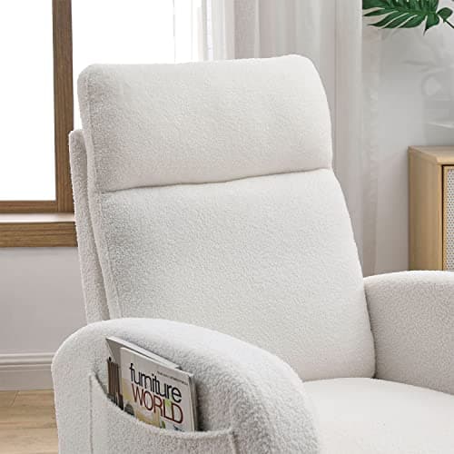 Modern White Fabric Nursery Rocking Glider Chair