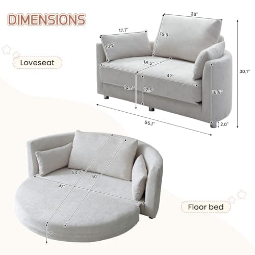 Antetek 2 in 1 Folding Sofa Bed, Comfy Game Lounger for Adults