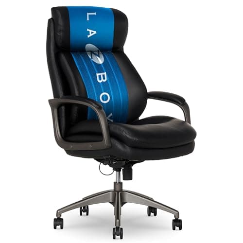 La-Z-Boy Nova Executive Office Chair - Patented AIR Ergonomic Support, Cognac Brown Vegan PU Leather