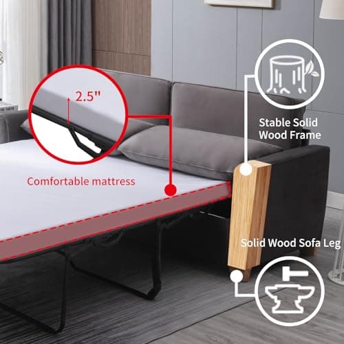 PUREMIND Full Size Velvet Pullout Bed Sleeper Sofa