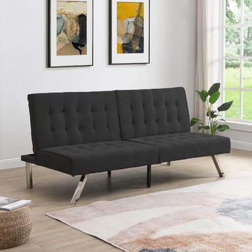 FLEXISPOT XCT3 Velvet Black Futon Sofa Bed USB Charging