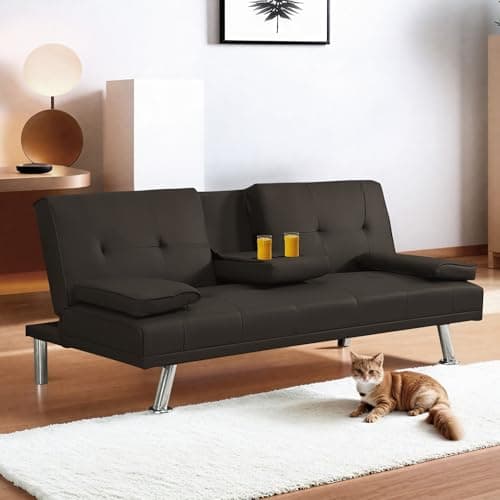 FLEXISPOT XCT3 Velvet Black Futon Sofa Bed USB Charging