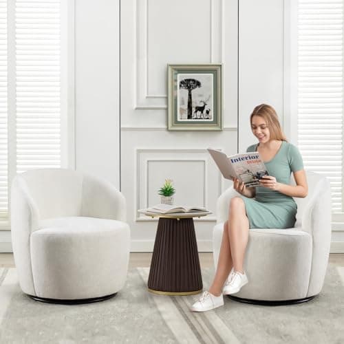 Antetek Yellow 360° Swivel Chenille Armchair for Living Room, Nursery, Bedroom