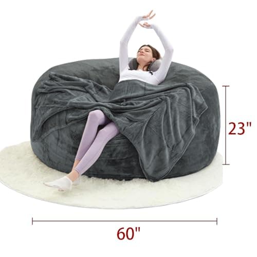 60" Dark Grey Oversized Bean Bag Sofa with Memory Sponge (5FT)