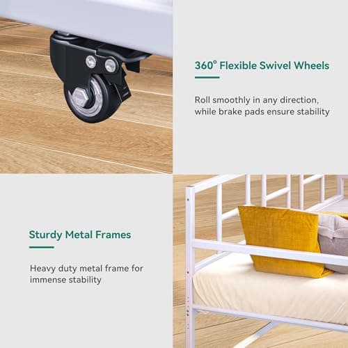 YITAHOME Adjustable Height Twin Daybed with Pull-Out Guest Bed, White