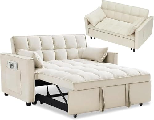 Velvet Sleeper Sofa Bed with Armrests and Storage, Modern Couch for Living Room, Bedroom, or Office