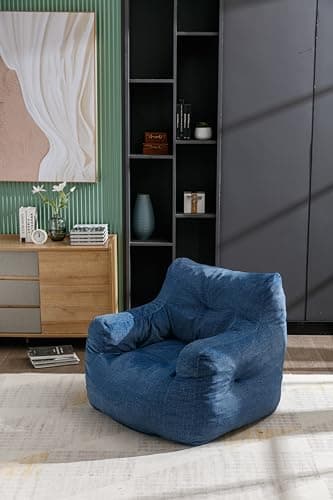 Dark Blue Teddy Fabric Adult Bean Bag Chair
