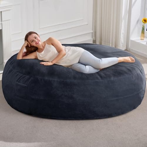 Hobestluk Dark Grey 6ft Plush Faux Fur Bean Bag Chair - Living Room Essential