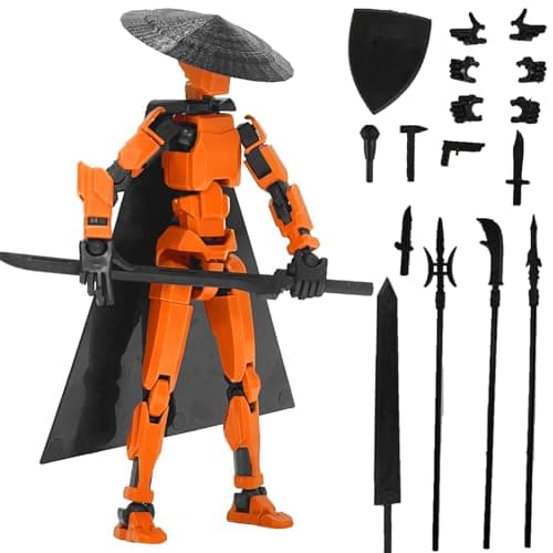 T13 Action Figure Accessories, Dummy 13 Multi-Jointed 3D Printed Toys (Black)