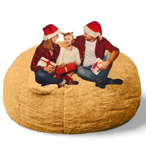 Giant Grey Bean Bag Chair for Adults and Kids, No-Fill, Stuffed Animal Storage